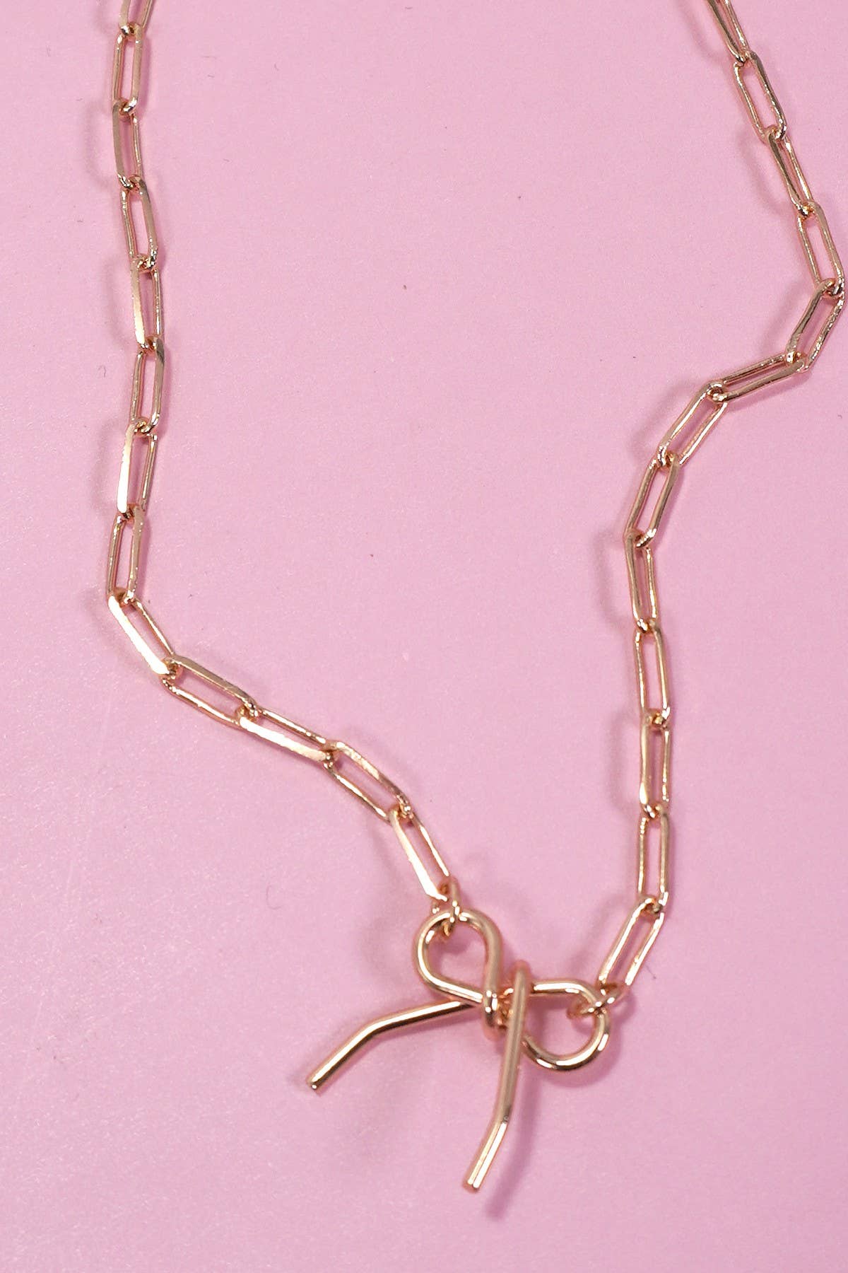 DELICATE BOW CHARM DROP LINK CHAIN BRACELET |GOLD