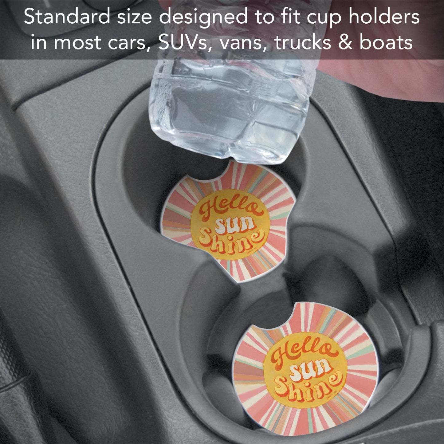 Hello Sun Absorbent Stone Car Coaster 1 Pack 2.6"