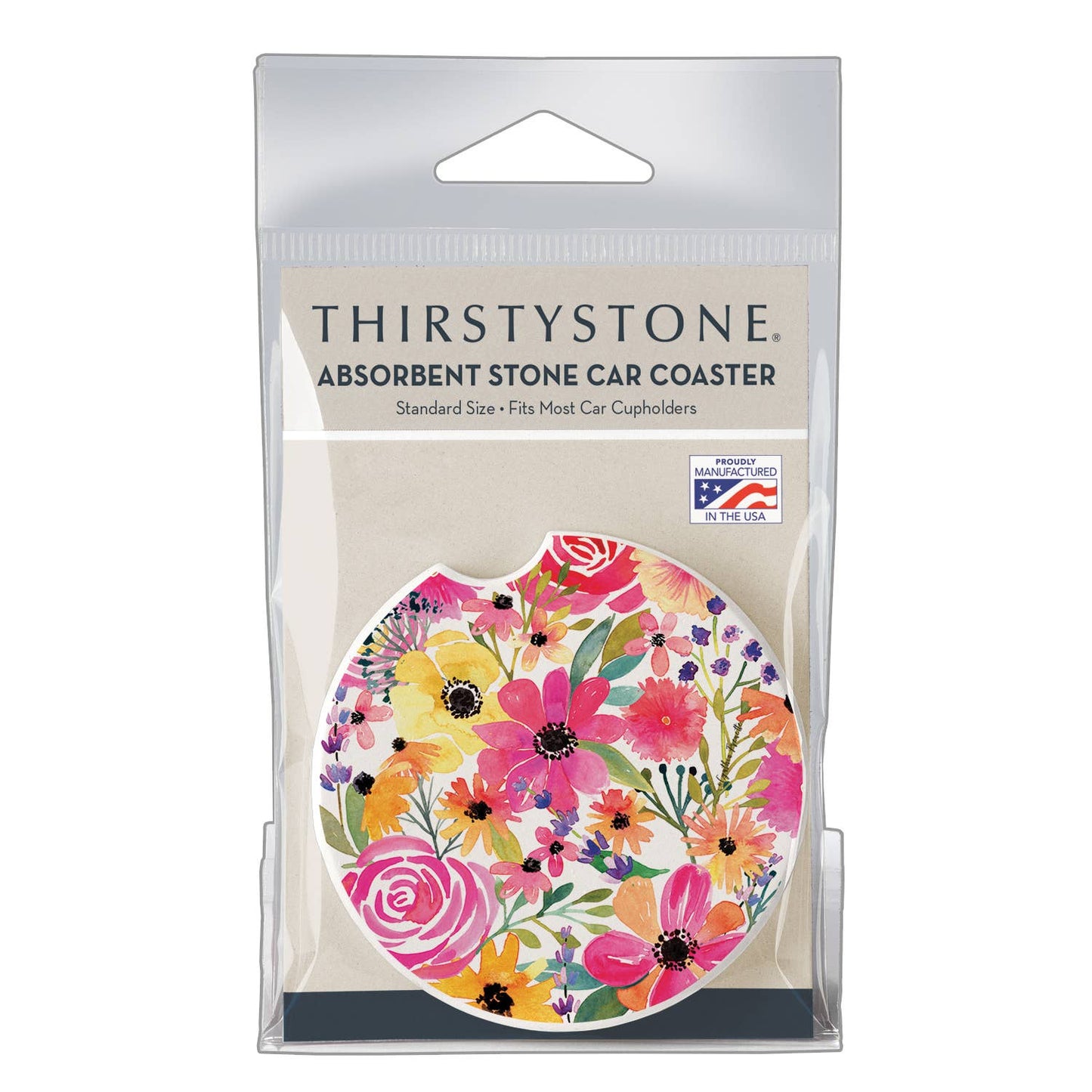 "Floral Frenzy" Absorbent Stone Car Coaster 1pk