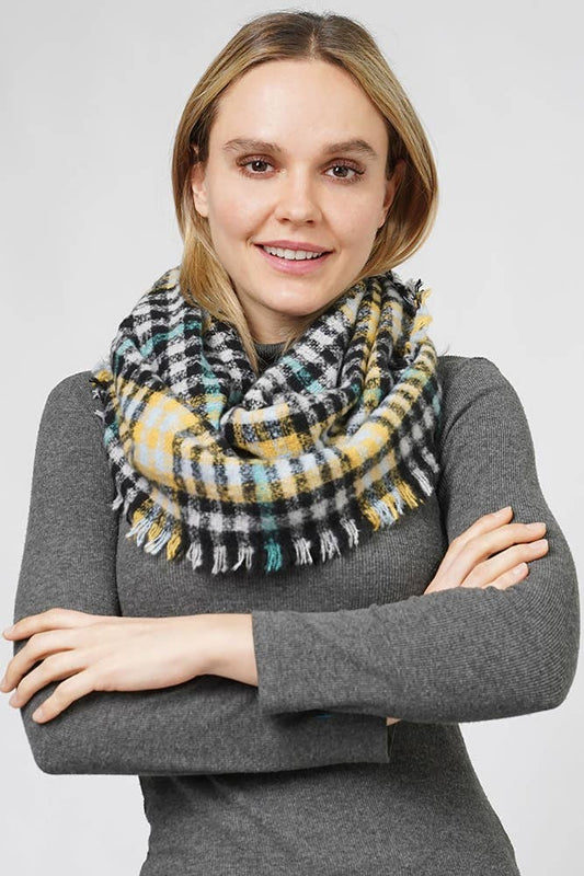 Black Plaid Pattern Infinity Scarf