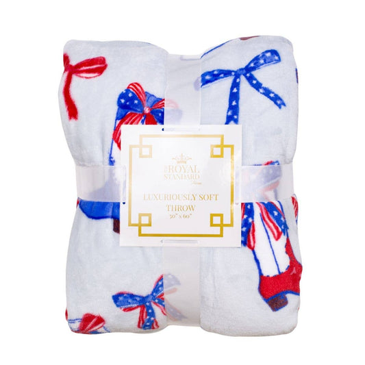 Boots N' Bows Throw   Red/White/Blue   50x60