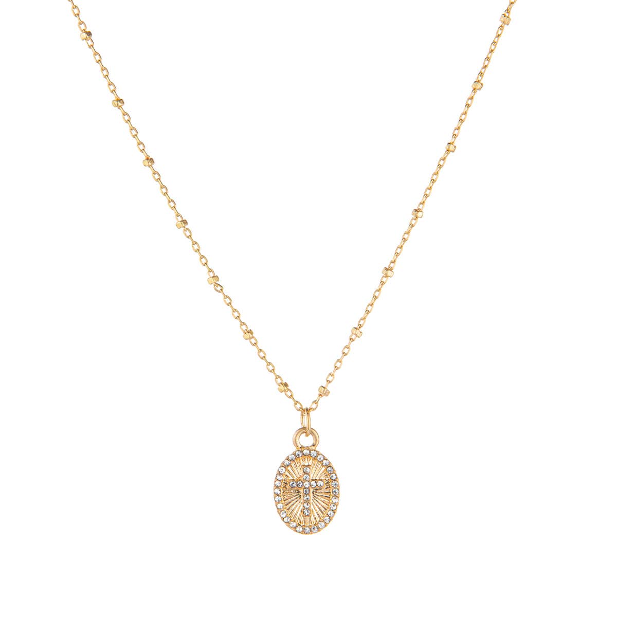 Cross Medallion Necklace   Gold   16"