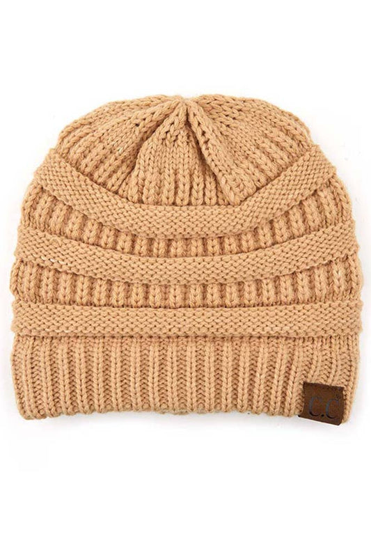 Sand Cable Knit Classic Beanie Winter Hat
