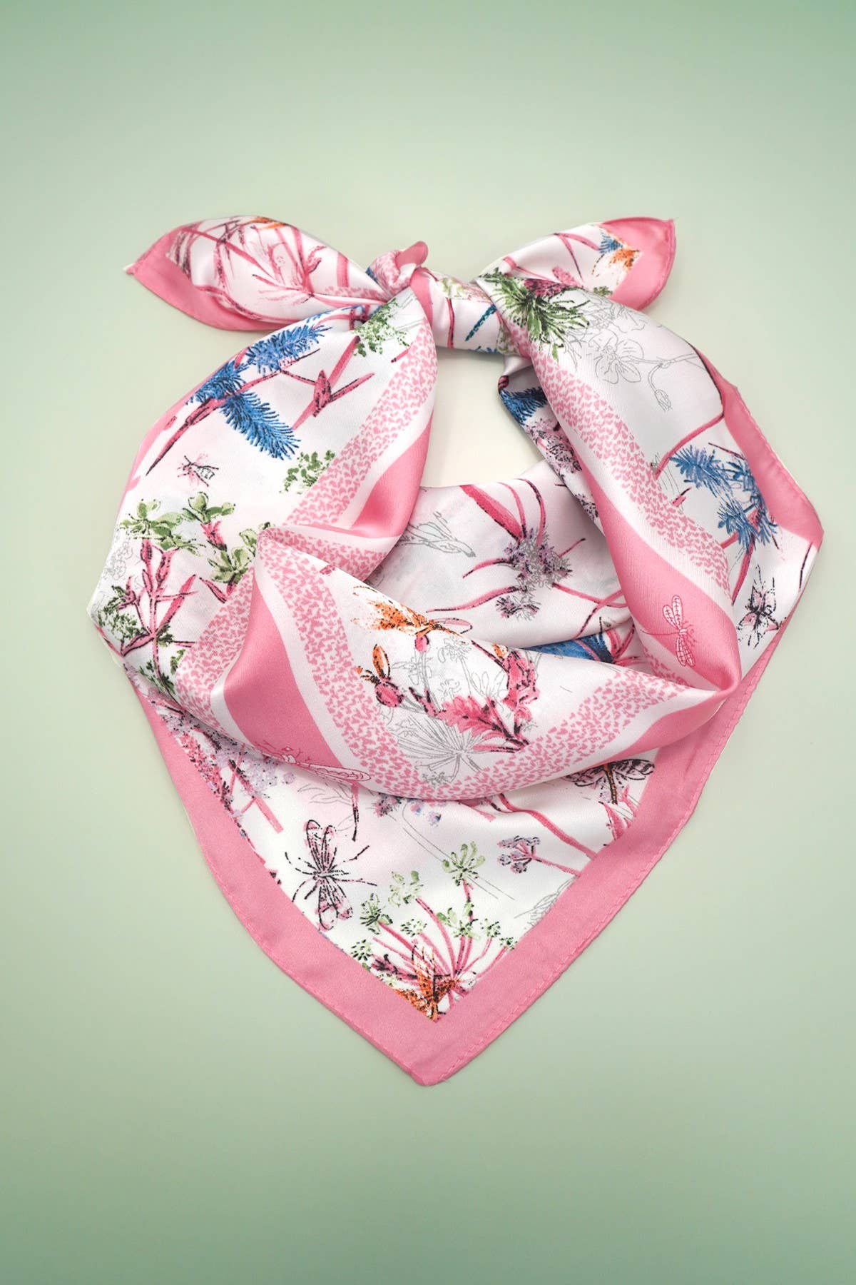 Pink Floral Print Bandana Scarf