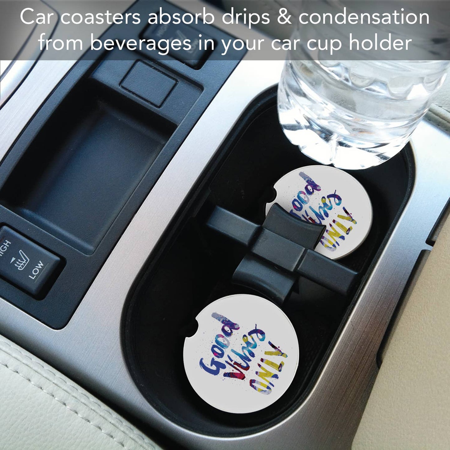 "Good Vibes" Absorbent Stone Car Coaster 1pk