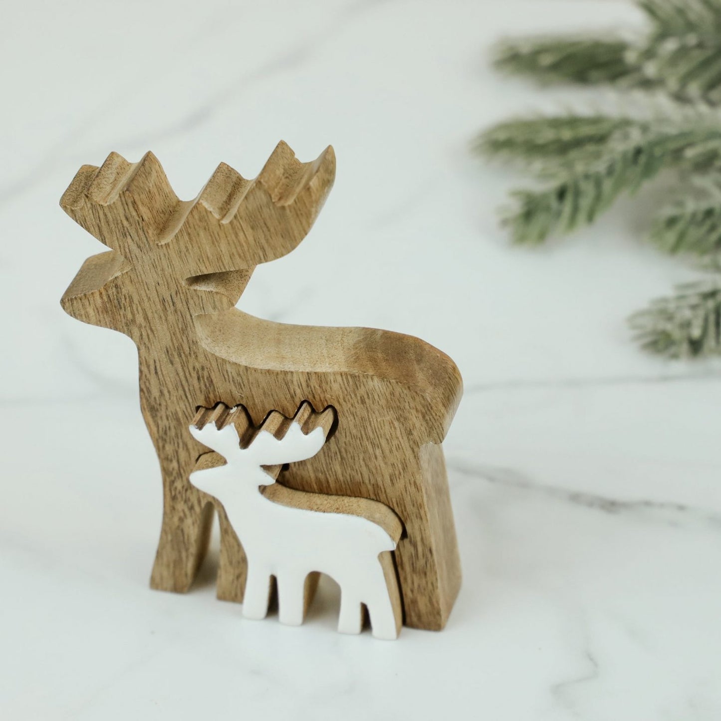 Wood Deer With Inner Cut Deer