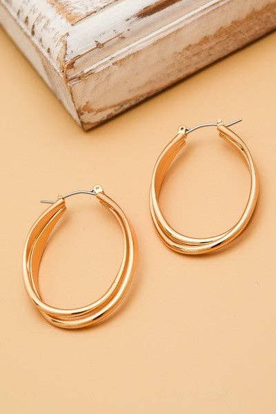 Intertwined Oval Gold Hoops