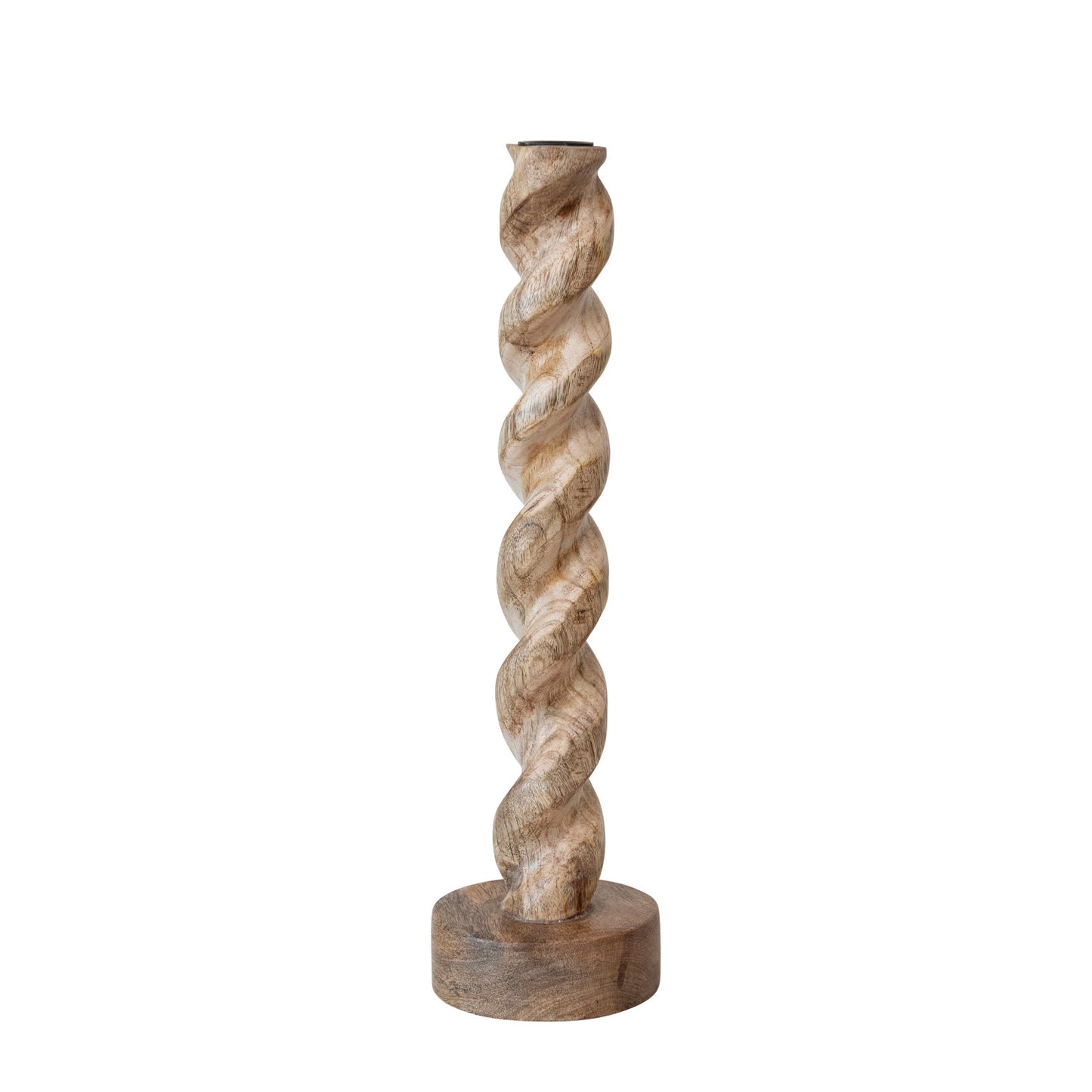 Carved Mango Wood Twisted Taper Holder