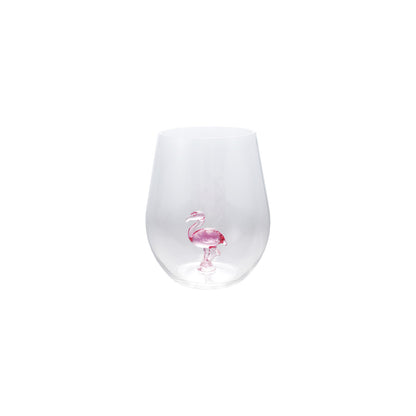 16 oz. Acrylic Stemless Wine Glass with Flamingo Inside, Pink