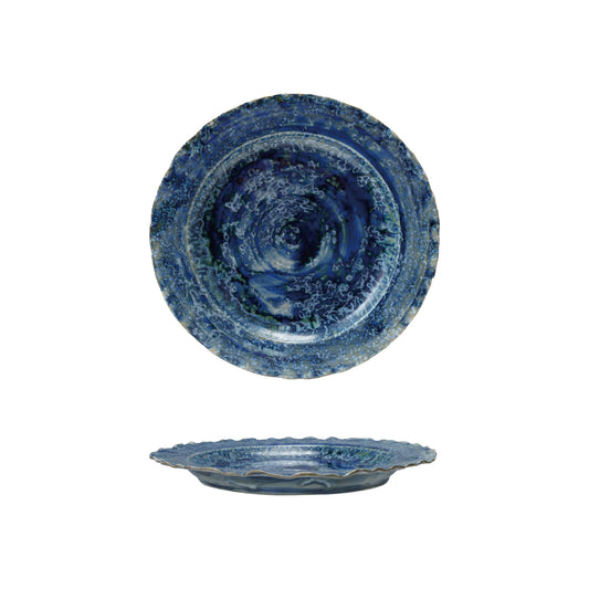Organic Shaped Plate, Reactive Crackle Glaze (Each Will Vary)