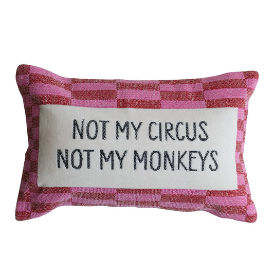 Cotton Velvet Embroidered Lumbar Pillow with Geometric Pattern
