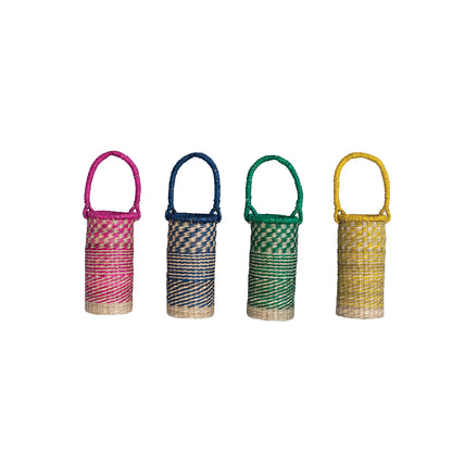 Hand-Woven Seagrass Bottle Basket with Handle, 4 Colors
