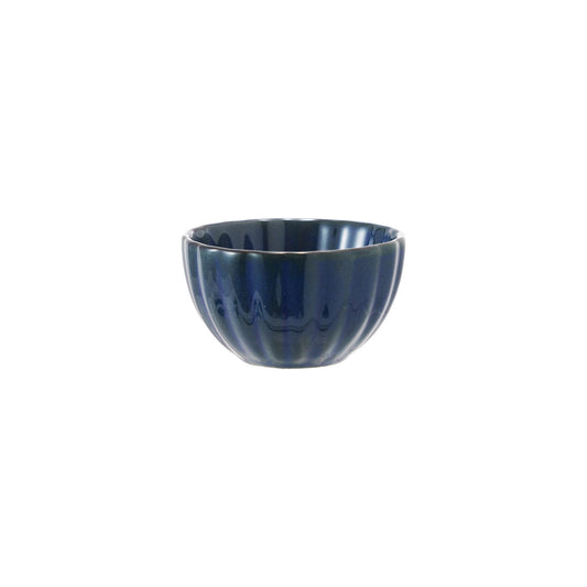 Stoneware Ribbed Bowl, Reactive Glaze, Blue (Each One Will Vary)