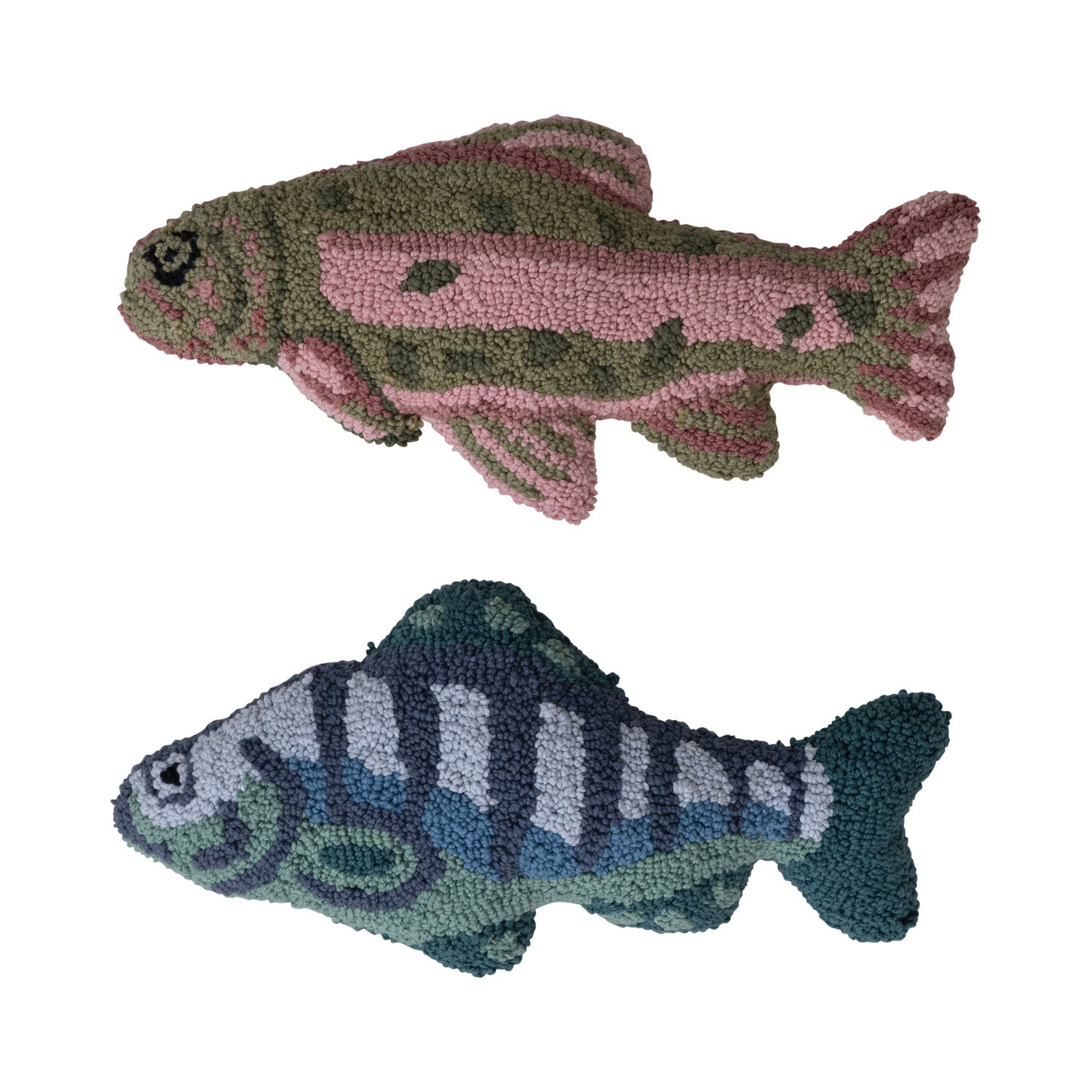 Woven Cotton Tufted Fish Shaped Pillow, 2 Styles