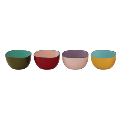 Enameled Stainless Steel Bowl with Colored Edge, 4 Colors