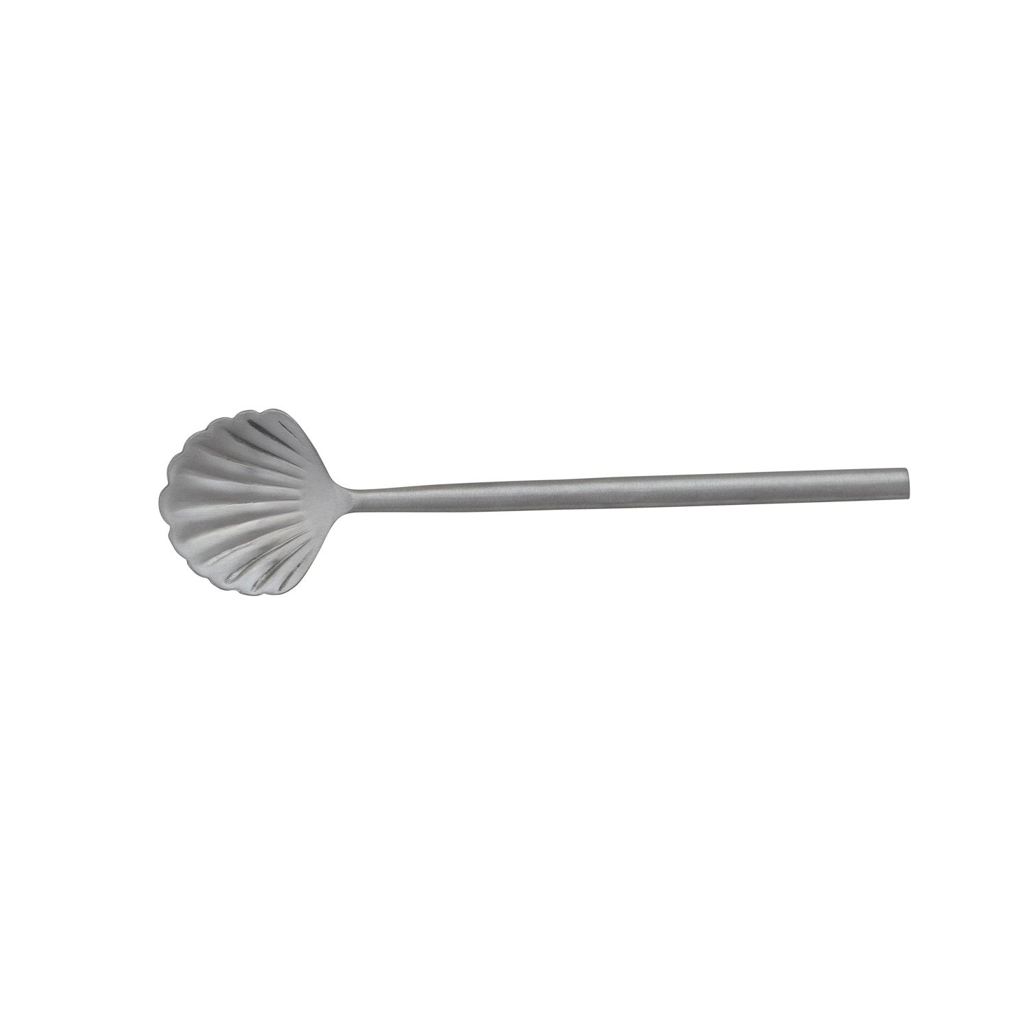 Stainless Steel Shell Shaped Spoon, Brushed Silver Finish