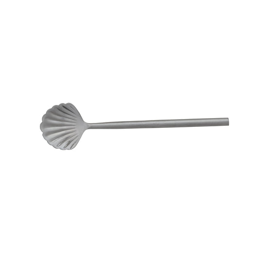 Stainless Steel Shell Shaped Spoon, Brushed Silver Finish