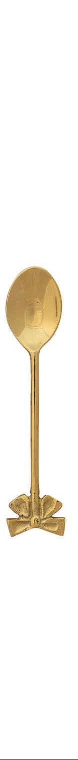 Brass Spoons with Bow Shaped Handles, Set of 4 in Drawstring Bag