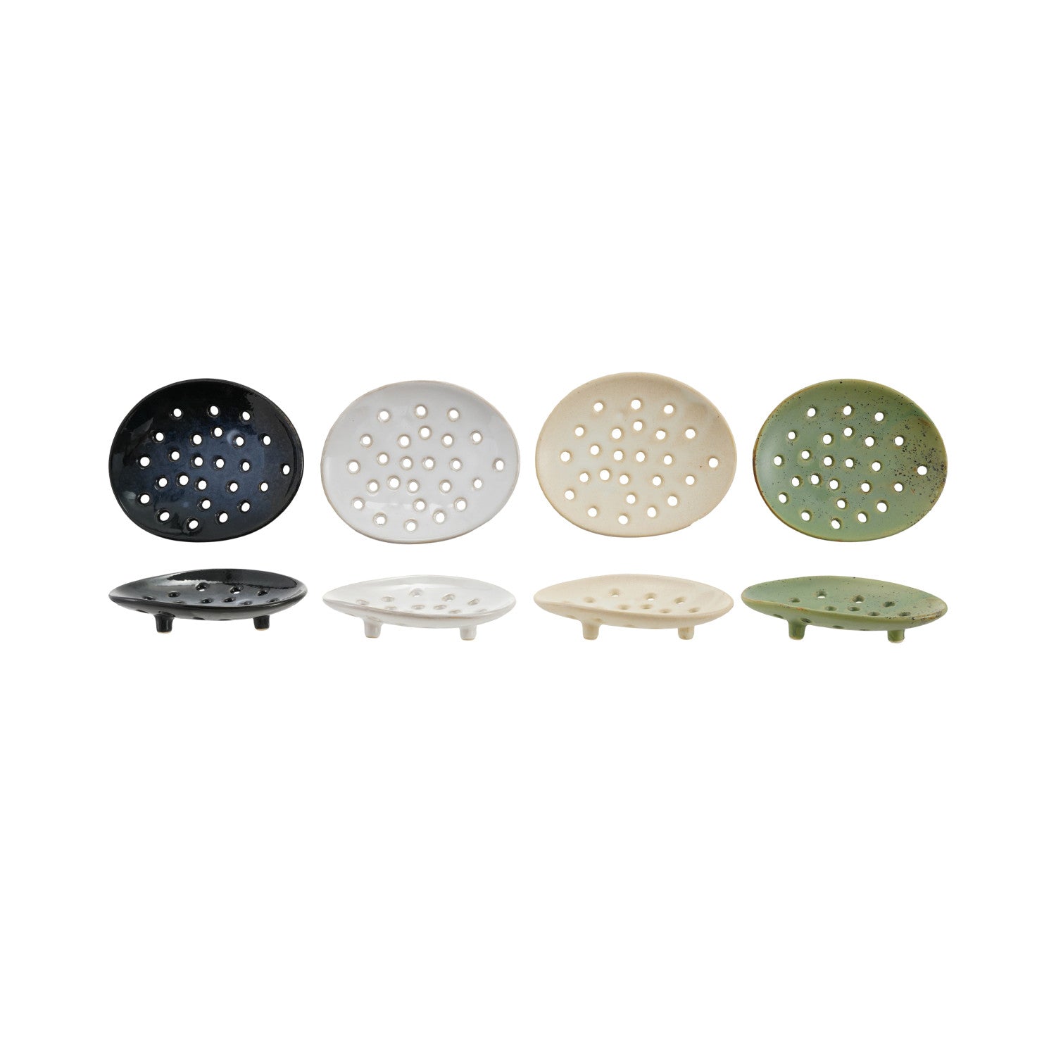 Stoneware Footed Soap Dish, 4 Colors (Each One Will Vary)