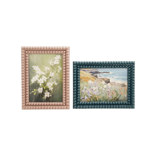 6-1/2"L x 8-1/4"H Resin Bobbin Photo Frame, 2 Colors (Holds 5" x 7" Photo) (Hangs or Sits)