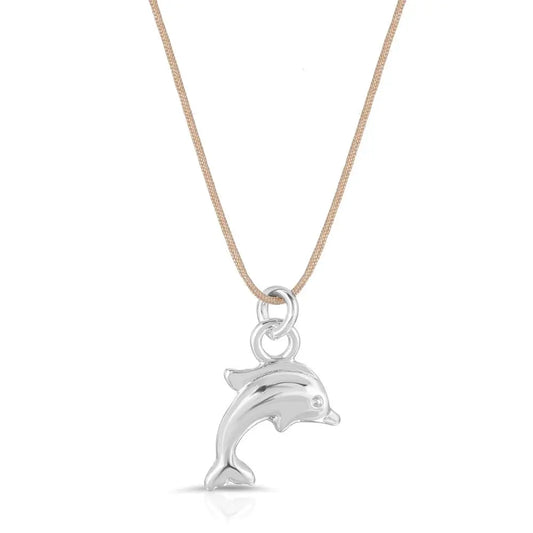 Silver Dolphin Corded Necklace