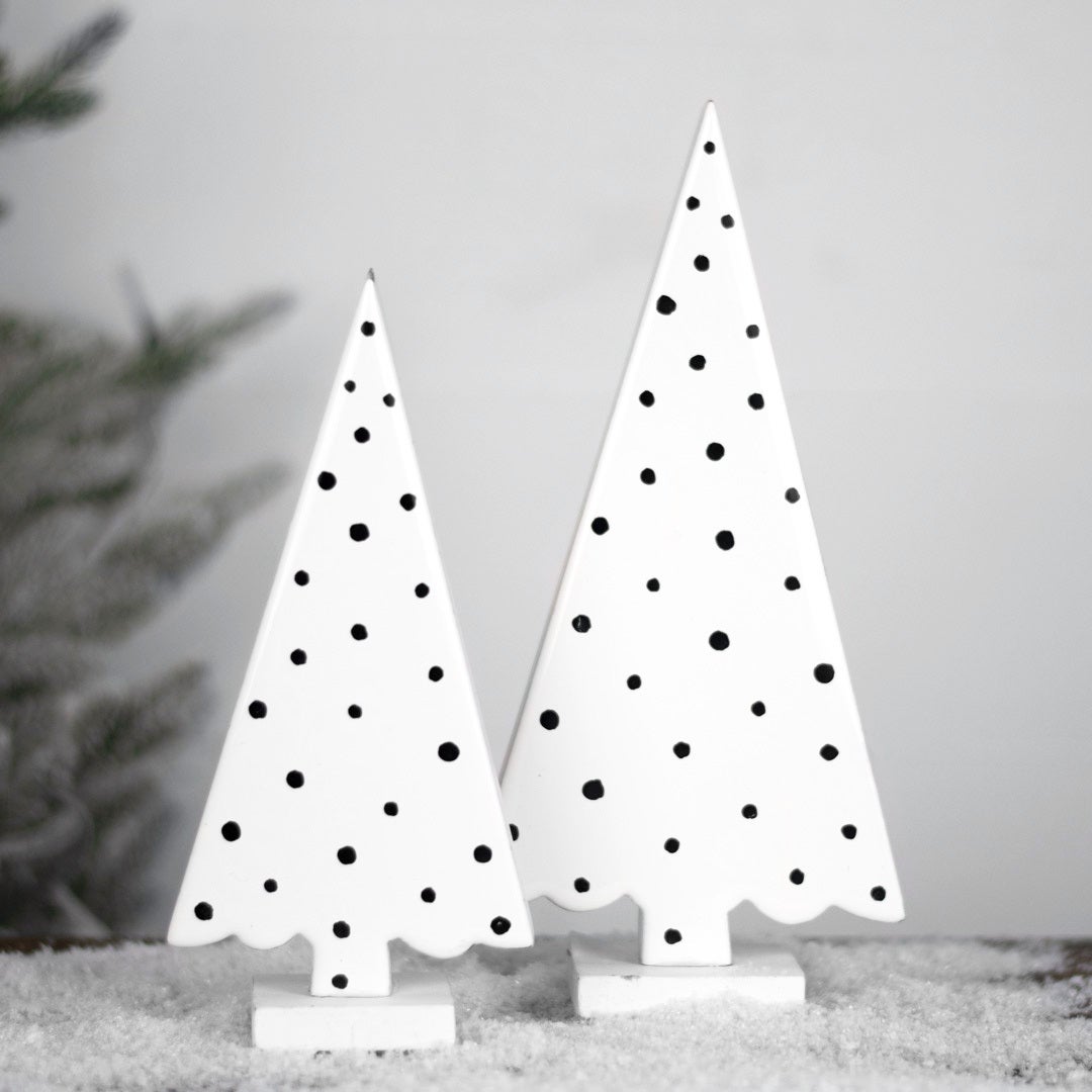 White Enamel Tree With Dots