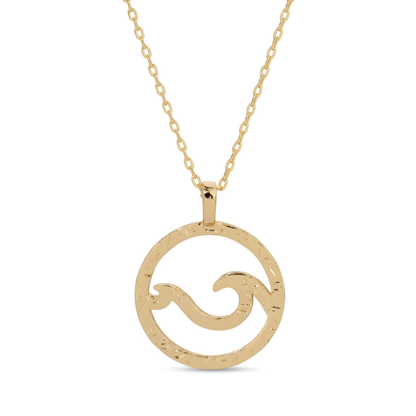 Gold Double Wave Pendant Necklace