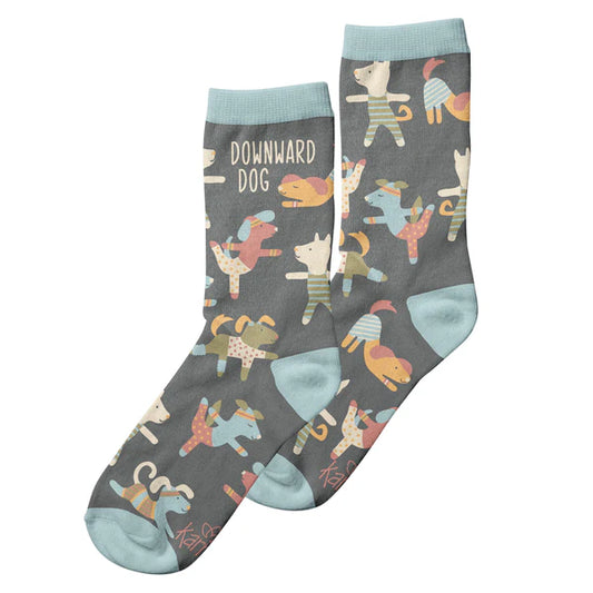 Gray Downward Dog Crew Socks