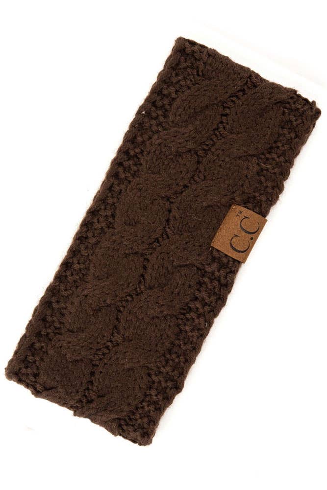 Brown Cable Knit Solid Headband