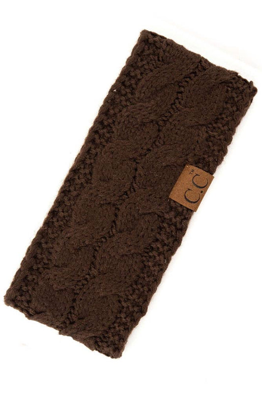 Brown Cable Knit Solid Headband