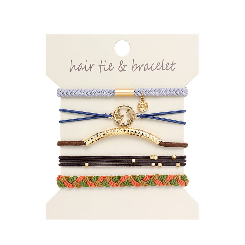 Bohemian Hair Tie Bracelet Set