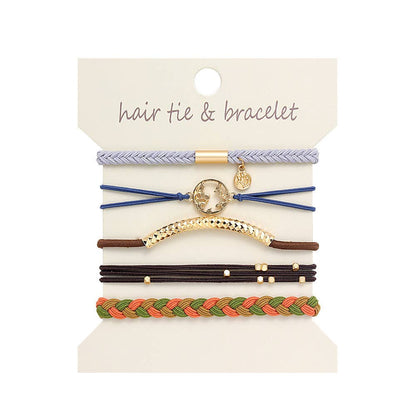 Bohemian Hair Tie Bracelet Set