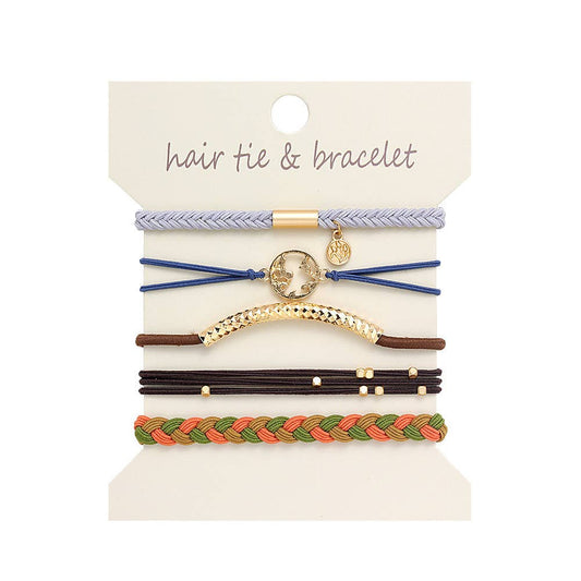 Bohemian Hair Tie Bracelet Set