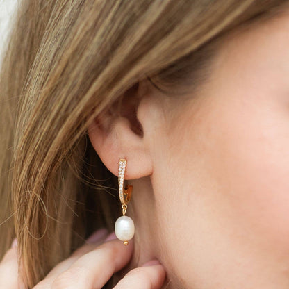 Pave Pearl Drop Earrings