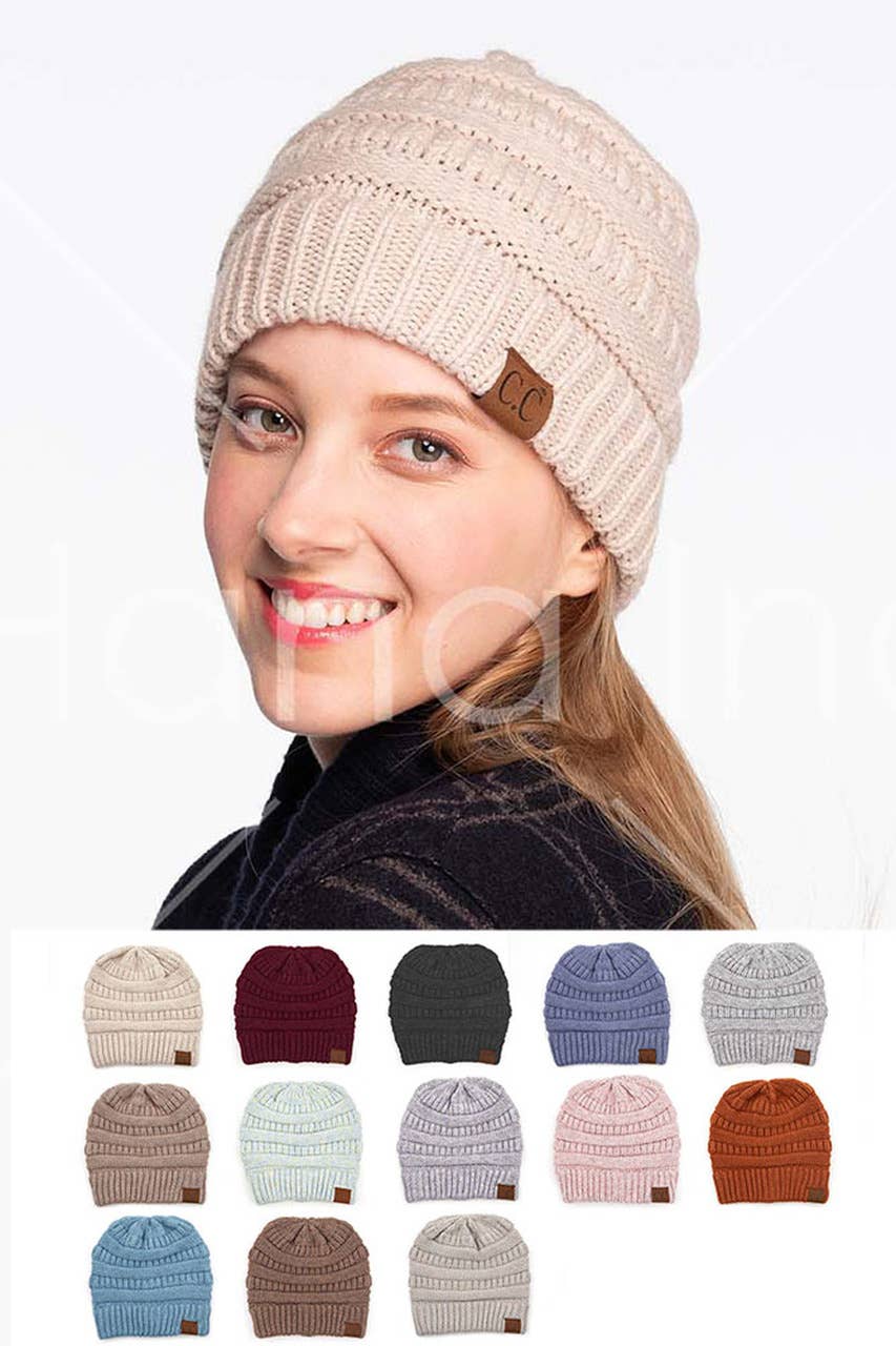 Berry Mixed Soft Yarn Knit Beanie