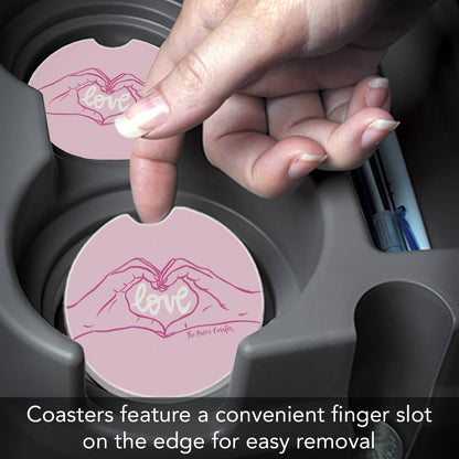 "Love Hands" Absorbent Stone Car Coaster 1pk