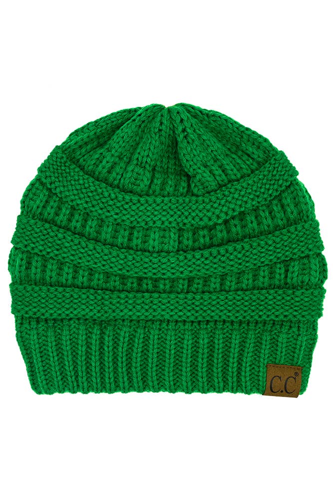 Kelly Green Cable Knit Classic Beanie Winter Hat