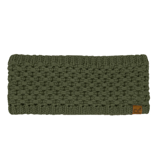 Moss Cross Cell Stitch Knit Winter Headwrap