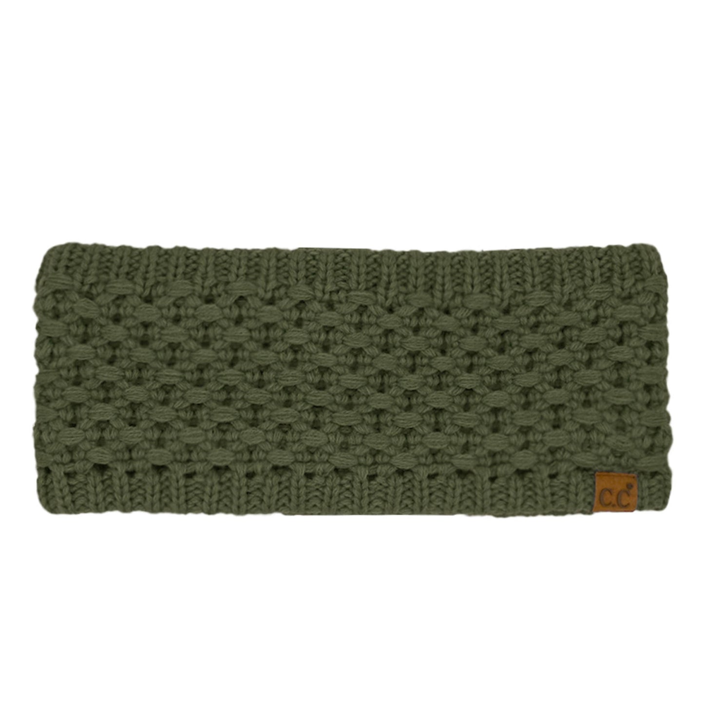 Beige Cross Cell Stitch Knit Winter Headwrap