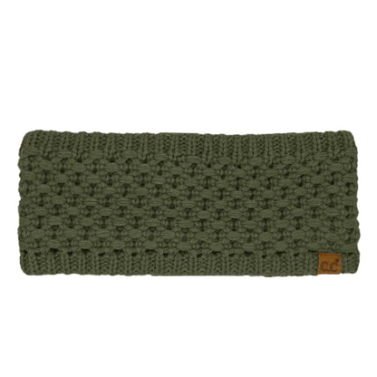 Beige Cross Cell Stitch Knit Winter Headwrap