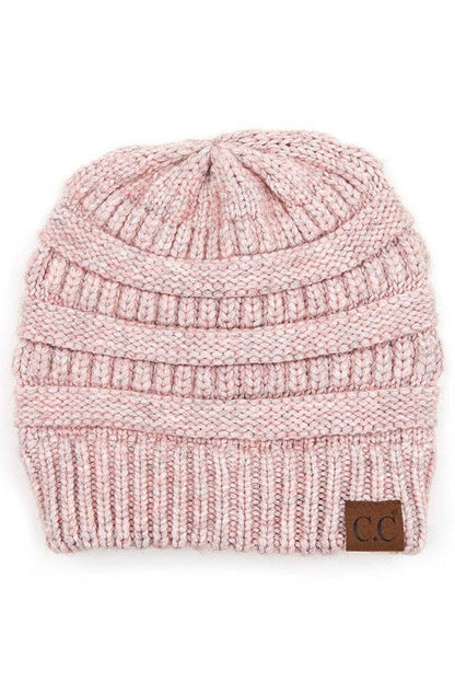 Light Taupe Mixed Soft Yarn Knit Beanie