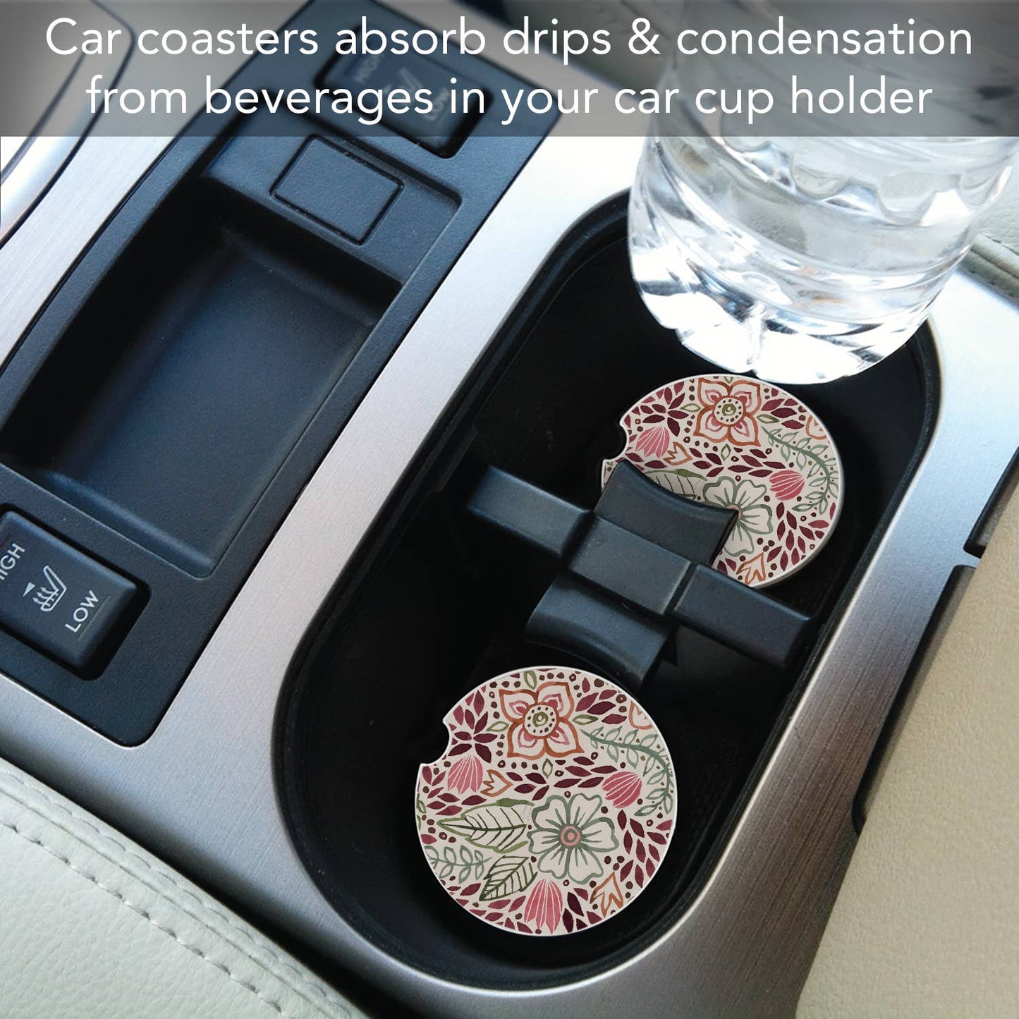 "Floralscape" 1pk Absorbent Stone Car Coaster