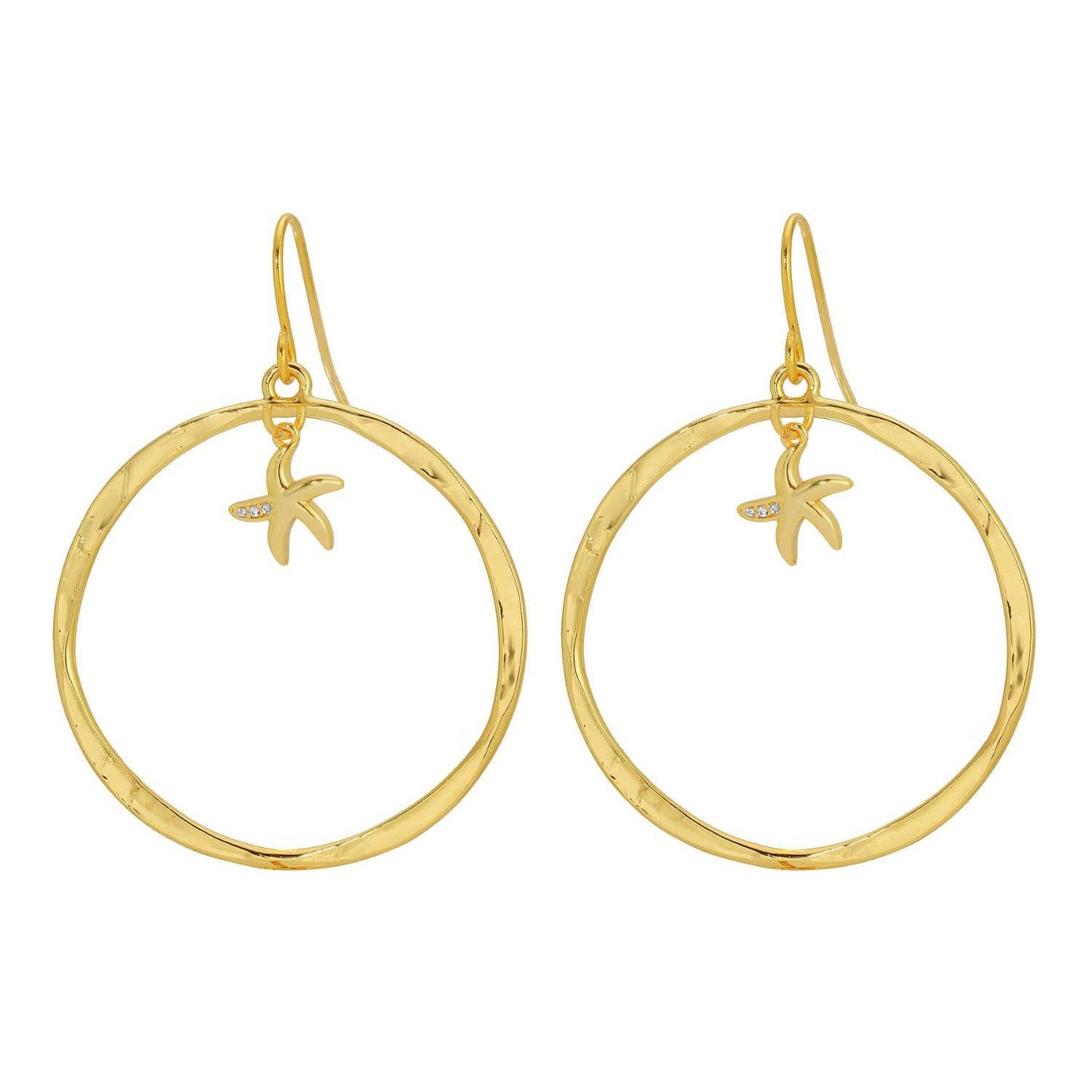 Open Drop Earrings With Starfish Charm