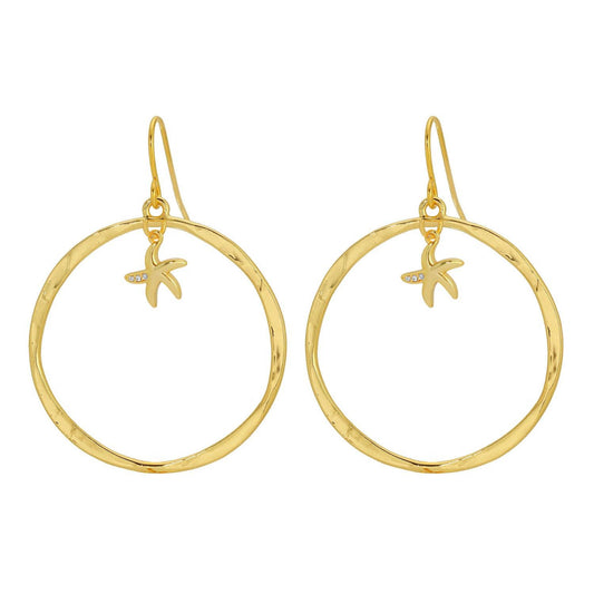 Open Drop Earrings With Starfish Charm