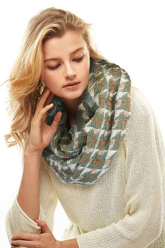 Mint Plaid Infinity Scarf - Original Design