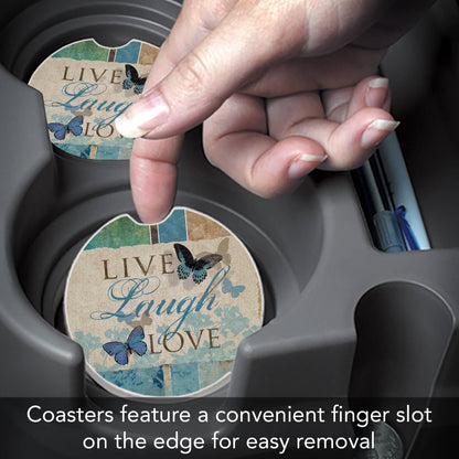 Live Laugh Love Absorbent Stone Car Coaster 1 Pk