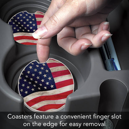 US Flag Absorbent Stone Car Coaster 1 Pk