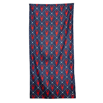 Navy/Red Crawdad Craze Beach Towel      34x70