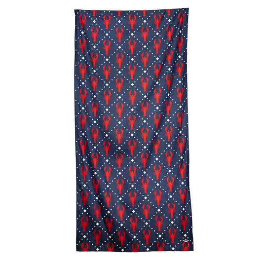 Navy/Red Crawdad Craze Beach Towel      34x70