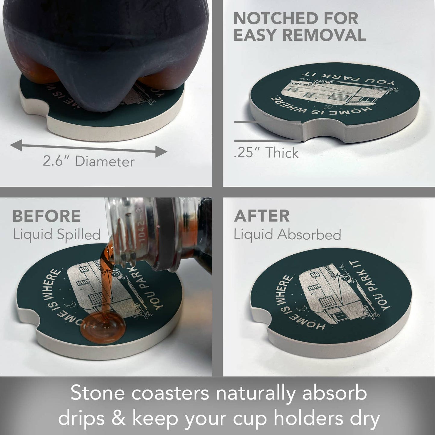 "Park It" Absorbent Stone Car Coaster 1pk